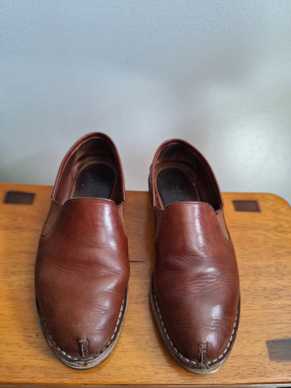 COLE HAAN  Women's Brown Leather Slip-on Oxford Shoes, Size 8M, with Almond Toe - Picture 4 of 12